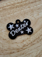 Aluminum Bone with Stars Pet Tag