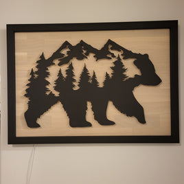 LED Bear & Trees Wall Art