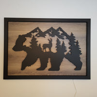 LED Bear Trees & Deer Wall Art