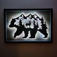 LED Bear Trees & Deer Wall Art