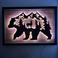 LED Bear, Trees & Deer Wall Art