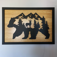 LED Bear, Trees & Deer Wall Art