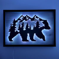 LED Bear & Trees Wall Art