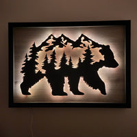 LED Bear & Trees Wall Art