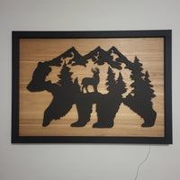 LED Bear, Trees & Deer Wall Art