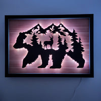 LED Bear, Trees & Deer Wall Art