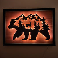 LED Bear, Trees & Deer Wall Art
