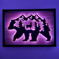 LED Bear, Trees & Deer Wall Art