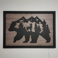 LED Bear, Trees & Deer Wall Art