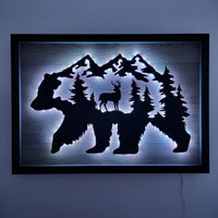 LED Bear, Trees & Deer Wall Art