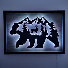 LED Bear, Trees & Deer Wall Art