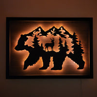 LED Bear, Trees & Deer Wall Art