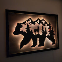 LED Bear, Trees & Deer Wall Art