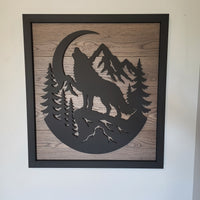LED Howling Wolf Wall Art