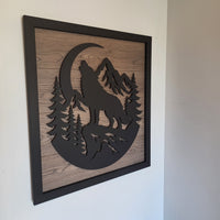 LED Howling Wolf Wall Art