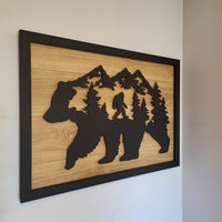 LED Bear, Trees & Bigfoot Wall Art