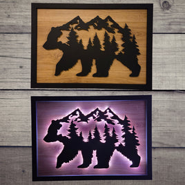 LED Bear & Trees Wall Art