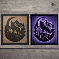 LED Howling Wolf Wall Art
