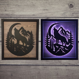 LED Howling Wolf Wall Art