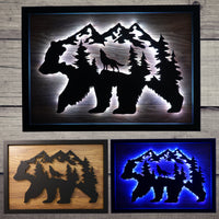 LED Bear, Trees & Wolf Wall Art