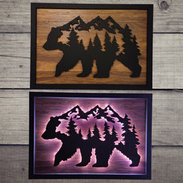 LED Bear & Trees Wall Art