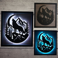 LED Howling Wolf Wall Art