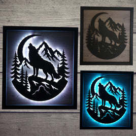 LED Howling Wolf Wall Art