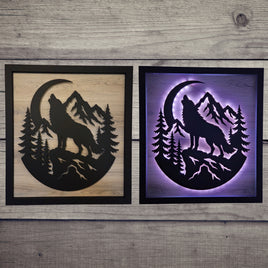 LED Howling Wolf Wall Art