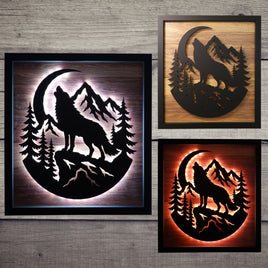LED Howling Wolf Wall Art