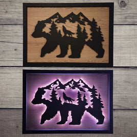 LED Bear, Trees, & Wolf Wall Art