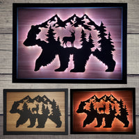 LED Bear, Trees & Deer Wall Art