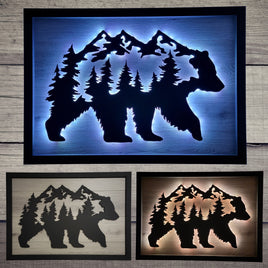 LED Bear & Trees Wall Art