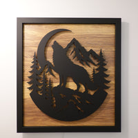LED Howling Wolf Wall Art