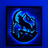 LED Howling Wolf Wall Art
