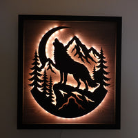 LED Howling Wolf Wall Art