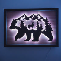 LED Bear, Trees & Deer Wall Art
