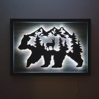 LED Bear Trees & Deer Wall Art