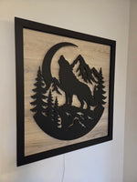 LED Howling Wolf Wall Art