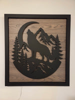LED Howling Wolf Wall Art