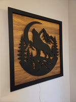 LED Howling Wolf Wall Art
