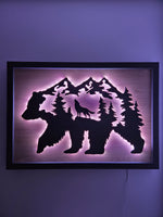 LED Bear, Trees, & Wolf Wall Art
