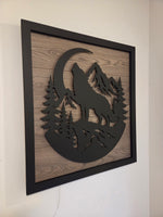 LED Howling Wolf Wall Art