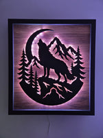 LED Howling Wolf Wall Art