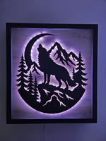 LED Howling Wolf Wall Art