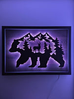 LED Bear, Trees & Deer Wall Art
