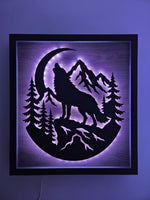 LED Howling Wolf Wall Art