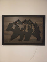 LED Bear, Trees & Deer Wall Art
