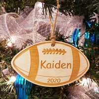 Wood Football Ornament/*1 for $12/2 for $20/3 for $26-
