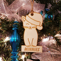 Wood Kitty Santa Ornament/*1 for $12/2 for $20/3 for $26-