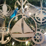 Wood Sailboat Ornament/*1 for $10/2 for $16/3 for $20-